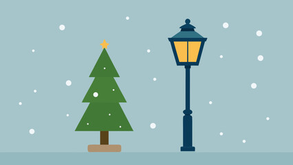 Fototapeta premium christmas tree with lantern