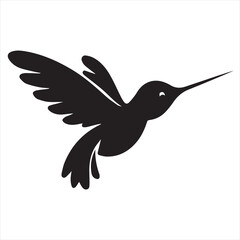 Obraz premium Silhouette Style Vector Hummingbird Logo Design – Elegant Minimal Bird Icon in Black Silhouette – Nature-Inspired Logo Template for Eco Brands, Floral Shops, Wellness, Beauty, or Organic Product