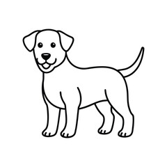 Dog Line Art Drawing on White Background, Dog line art