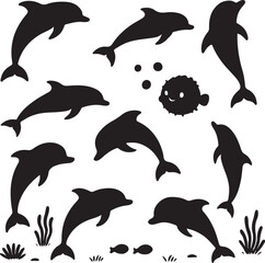 Dolphin Silhouette Vector Bundle