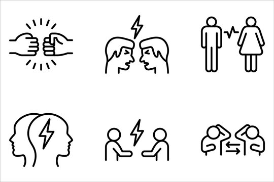 Conflict Resolution icon set symbol isolated on white background