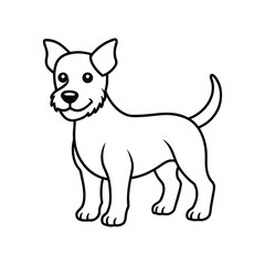 Dog Line Art Drawing on White Background, Dog line art