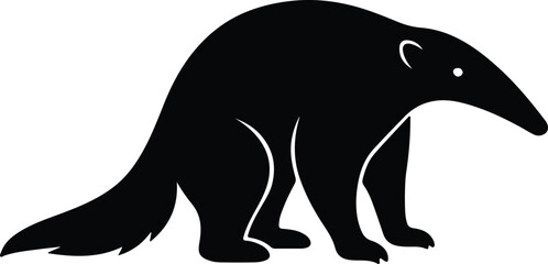 Silhouette Anteater mammal animal wildlife black shape Vector illustration