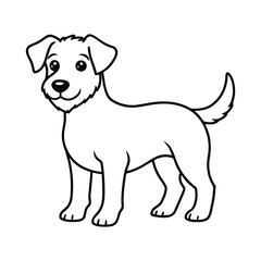 Dog Line Art Drawing on White Background, Dog line art