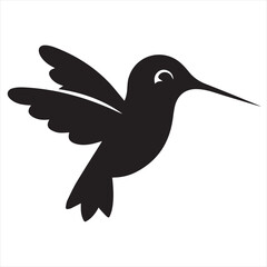 Obraz premium Silhouette Style Vector Hummingbird Logo Design – Elegant Minimal Bird Icon in Black Silhouette – Nature-Inspired Logo Template for Eco Brands, Floral Shops, Wellness, Beauty, or Organic Product