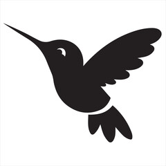 Fototapeta premium Silhouette Style Vector Hummingbird Logo Design – Elegant Minimal Bird Icon in Black Silhouette – Nature-Inspired Logo Template for Eco Brands, Floral Shops, Wellness, Beauty, or Organic Product