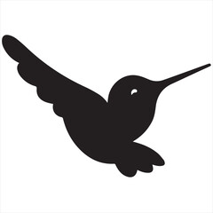 Obraz premium Silhouette Style Vector Hummingbird Logo Design – Elegant Minimal Bird Icon in Black Silhouette – Nature-Inspired Logo Template for Eco Brands, Floral Shops, Wellness, Beauty, or Organic Product