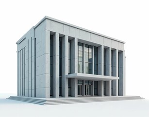 Illustration of a modern column-shaped bank building with a luxurious glass front wall. AI generated