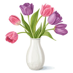pink tulips in vase