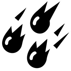 Illustration of several black meteorites with pointed tails falling from the sky design element © QuickDesign24