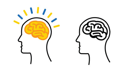 Human Brain Vector Icon – Sound Therapy, Intelligence, Creativity, Knowledge