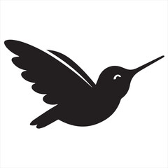 Fototapeta premium Silhouette Style Vector Hummingbird Logo Design – Elegant Minimal Bird Icon in Black Silhouette – Nature-Inspired Logo Template for Eco Brands, Floral Shops, Wellness, Beauty, or Organic Product