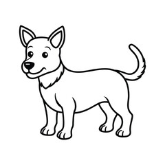 Dog Line Art Drawing on White Background, Dog line art