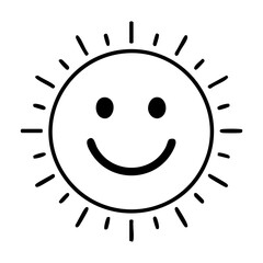 Fototapeta premium Smiling Sun Face Line Icon