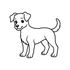 Dog Line Art Drawing on White Background, Dog line art