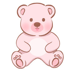 bear, cute bear, kawaii bear cartoon illustration ,pink flat vector of adorable teddy bear