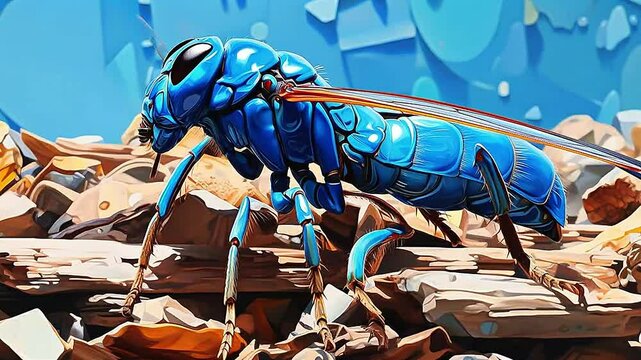 termite in Delfts Blauw realistis, highly detailed ,ai generatif