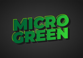Stylized text graphic featuring the words MICRO GREEN in bold green letters with a shadow effect aga
