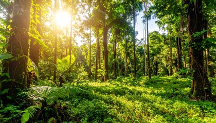 Lush tropical forest bathed in sunlight (2)
