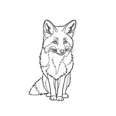 Fototapeta premium Continuous Line Drawing of a Sitting Fox Looking Forward