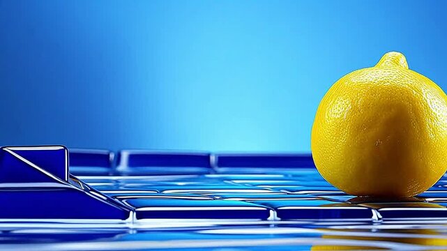 lemon in Delfts Blauw realistis, highly detailed ,ai generatif