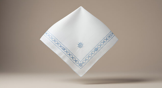 Elegant handkerchief showcasing embroidered floral details and a minimalistic design