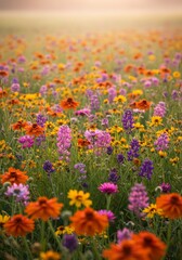 Obraz premium Vibrant Wildflower Meadow At Sunrise