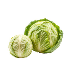 Fototapeta premium Fresh Green Cabbages on a Transparent Background, Ideal for Culinary and Healthy Lifestyle Images