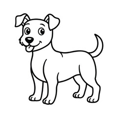 Dog Line Art Drawing on White Background, Dog line art