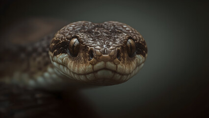 Fototapeta premium Detailed Close Up of a Brown and Grey Snake Head Featuring Intricate Scale Patterns