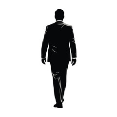 Silhouette of an office worker in a suit on a white background