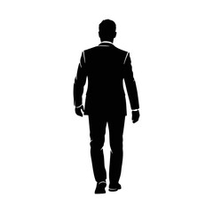 Silhouette of an office worker in a suit on a white background