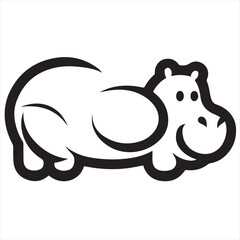 Obraz premium Silhouette Style Vector Hippo Logo Design – Minimal Hippopotamus Icon in Black Silhouette – Animal Logo Template for Zoo, Wildlife, Safari Branding, Kids Products, Nature Themes, or Eco-Friendly