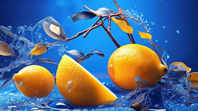lemon in Delfts Blauw realistis, highly detailed ,ai generatif