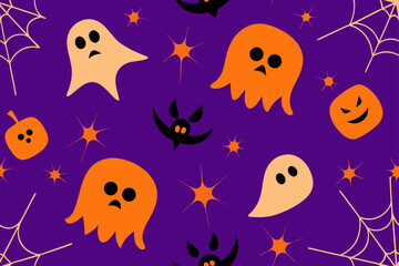 Gothic Halloween Seamless Vector Pattern Spider