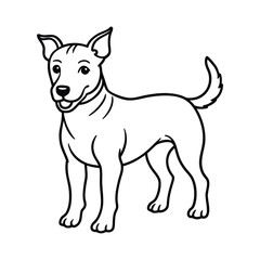 Dog Line Art Drawing on White Background, Dog line art