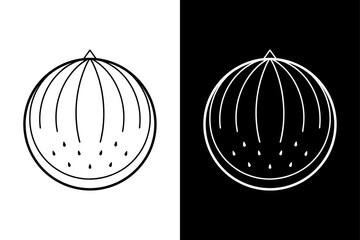 Watermelon Fruit Icon Line Drawing. Simple and Elegant Vector Design