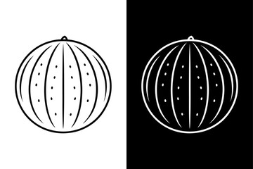 Fresh Watermelon Slice Line Art Icon. Clean Vector Design on Black and White