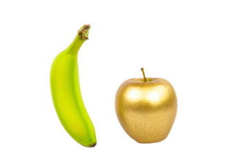 a banana and an apple are shown in this image