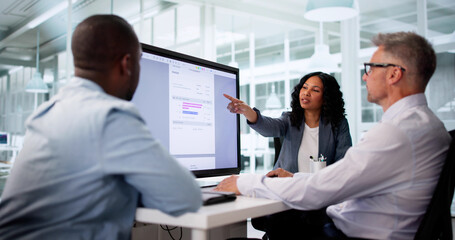 Diverse Group Of Accountants Using Computer
