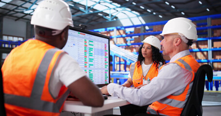 Warehouse Supervisor Updates Inventory Levels On Computer System