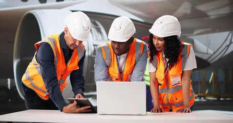 African American Supervisor Inspects Aircraft