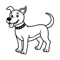Dog Line Art Drawing on White Background, Dog line art