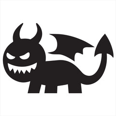 Fototapeta premium Silhouette Style Vector Demon Logo Design – Dark Evil Monster Icon in Minimal Black Silhouette – Scary Mythical Creature Emblem for Gaming, Horror Branding, Tattoos, Stickers, or Fantasy Artwork