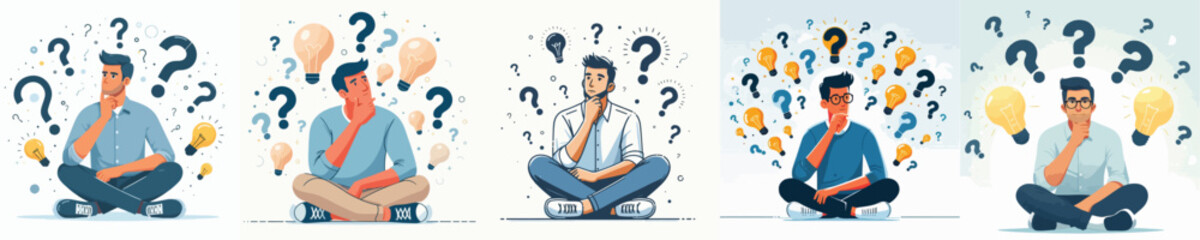 vector image of a man contemplating on a white background