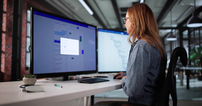 Woman Using Task Management Software