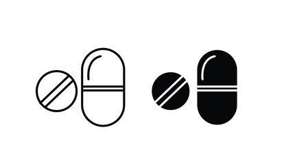 Tablet pill and capsule line and fill icon