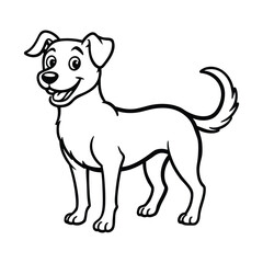 Dog Line Art Drawing on White Background, Dog line art