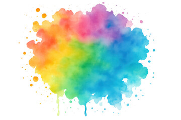 Vibrant watercolor splash spreading dynamic colors, blending artistic tones with transparent backdrop