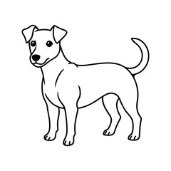 Dog Line Art Drawing on White Background, Dog line art